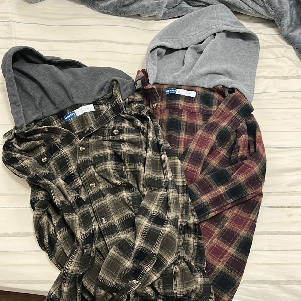 Two old navy hooded flannels